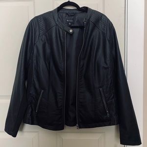 New Directions Faux Leather Zip Jacket